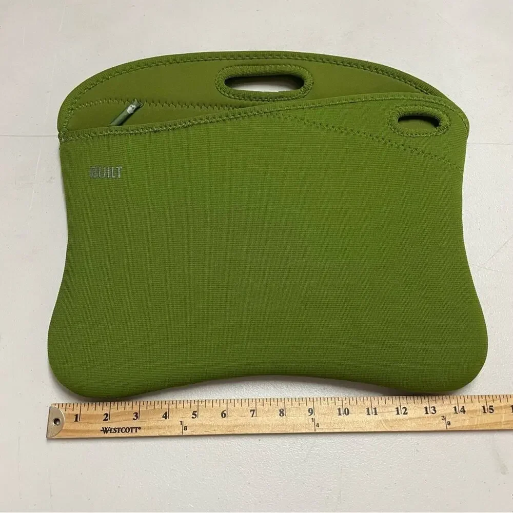BUILT Laptop Porter 15.4 inch wide green zipper bag